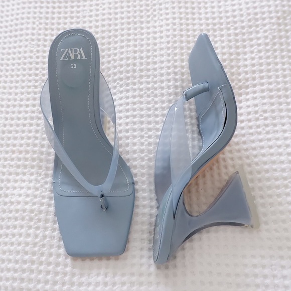 Zara Shoes - ZARA BABY BLUE HEELED SANDALS